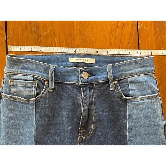 Pacsun Womens High Rise Jeggings Size 24 Two Toned Stretch Raw Hem Straight Leg - Picture 8 of 8